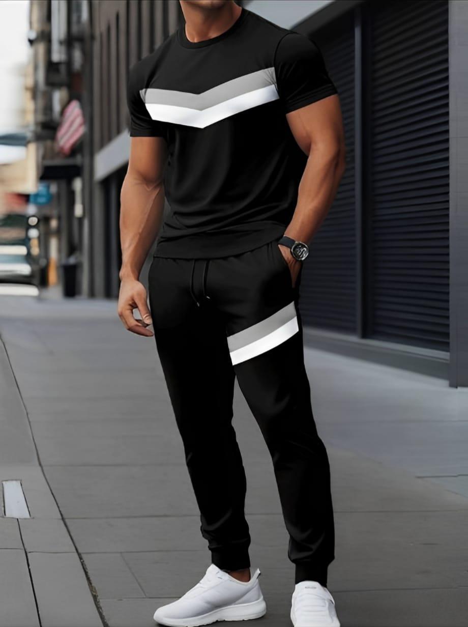 Men's Micro Fabric Plain Track Suit - 2 Pcs Set (Shirt & Trouser) in Black