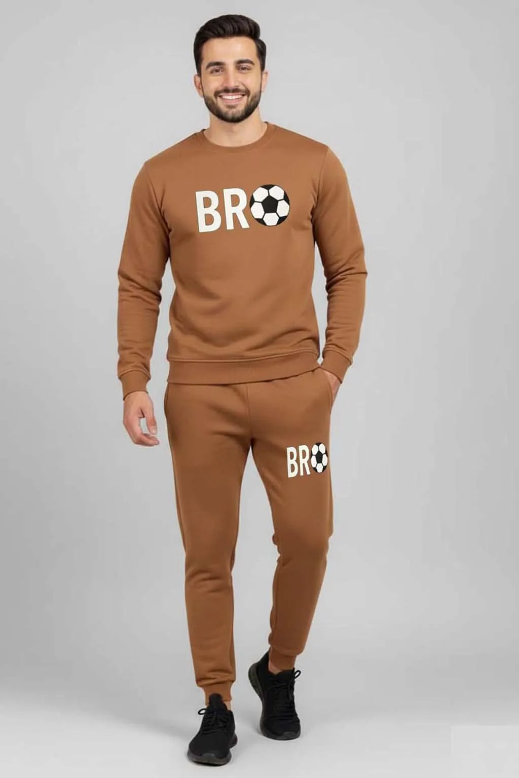 2 Pcs Men's Polyester Fleece Printed Track Suit