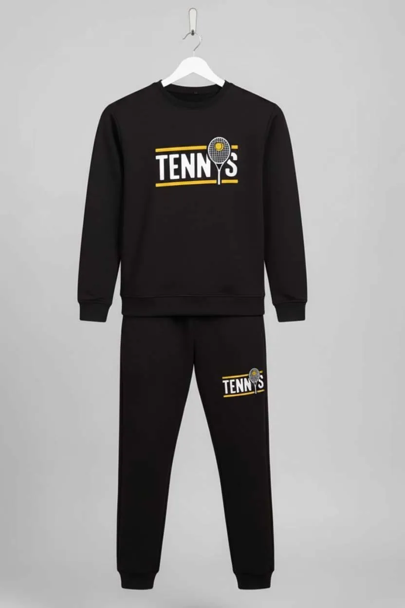 2 Pcs Men's Polyester Fleece Printed Track Suit