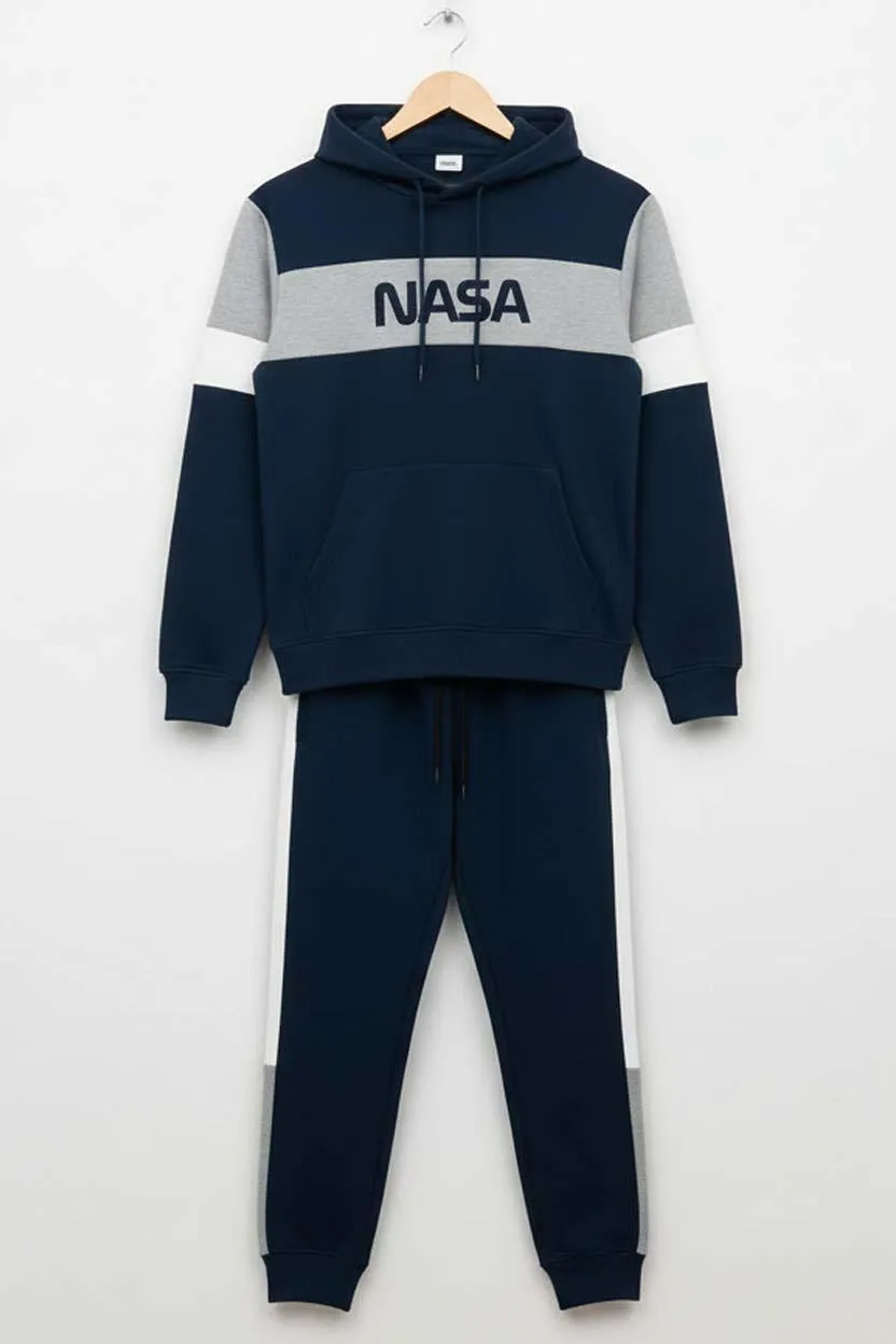 2 Pcs Men's Polyester Fleece Printed Hoodie Track Suit