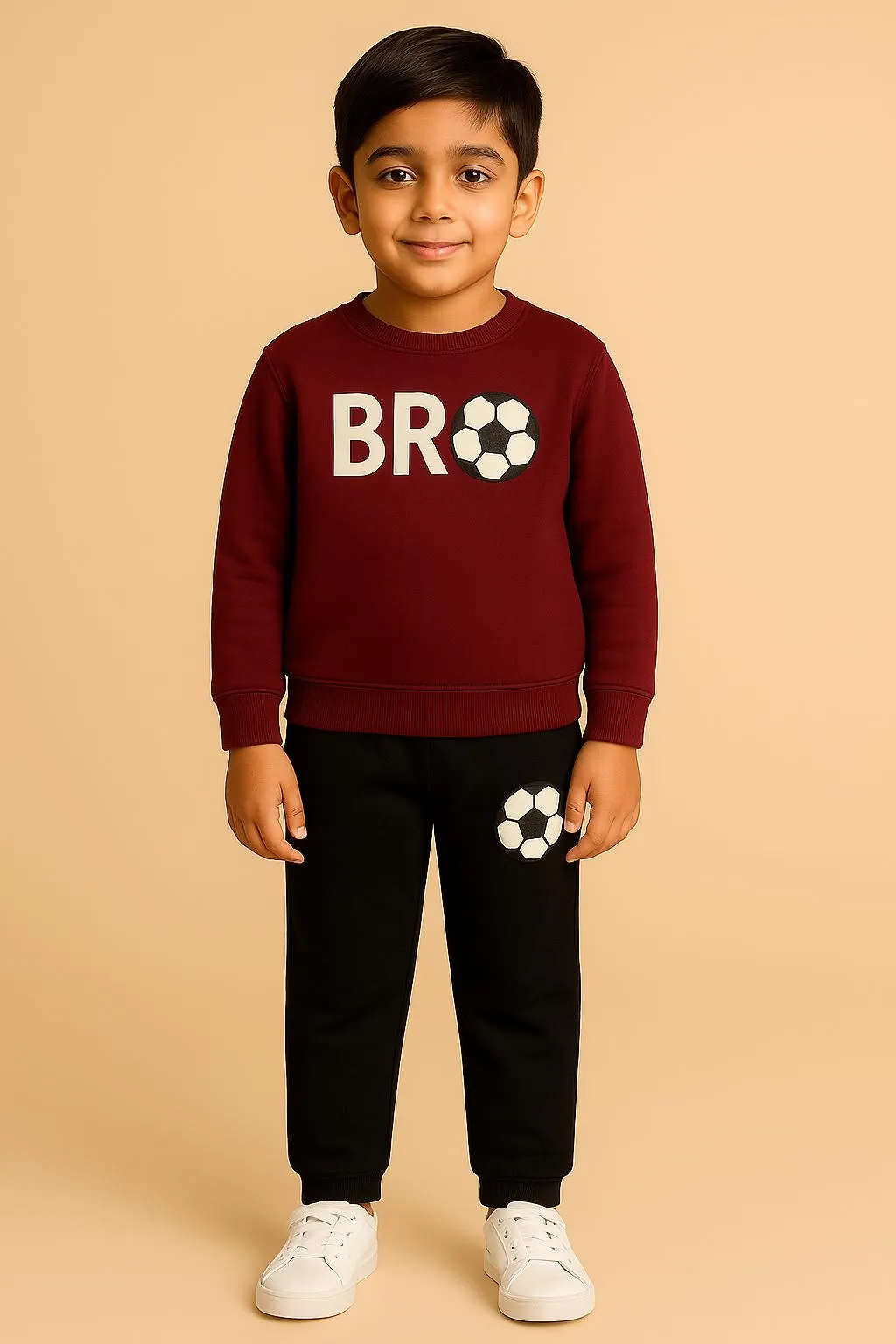 2 Pcs Boys and  Girl's Fleece Printed Sweatshirt Tracksuit