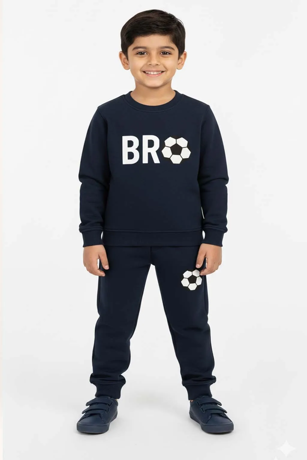 2 Pcs Boys and Girl's Fleece Printed Sweatshirt Tracksuit