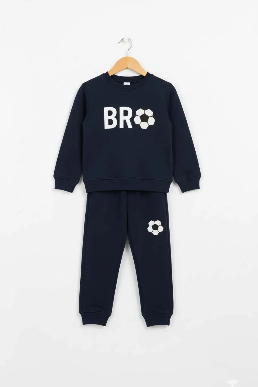 2 Pcs Boys and Girl's Polyester Fleece Printed Tracksuit