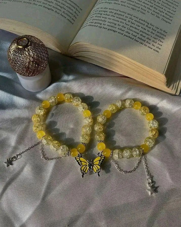 2 Pcs Butterfly Hanging Multicolored Charm Bracelet