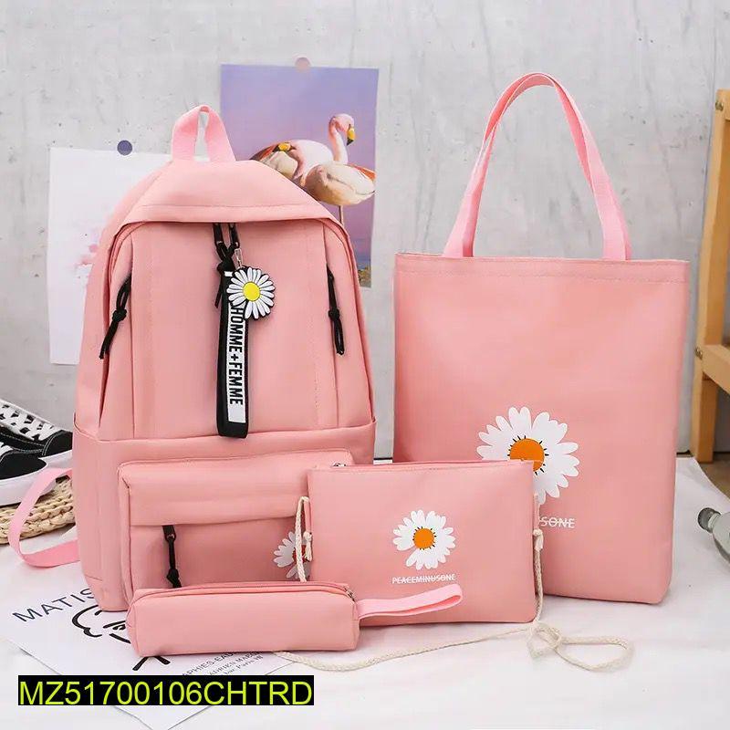 4 Pcs Canvas Backpack Set