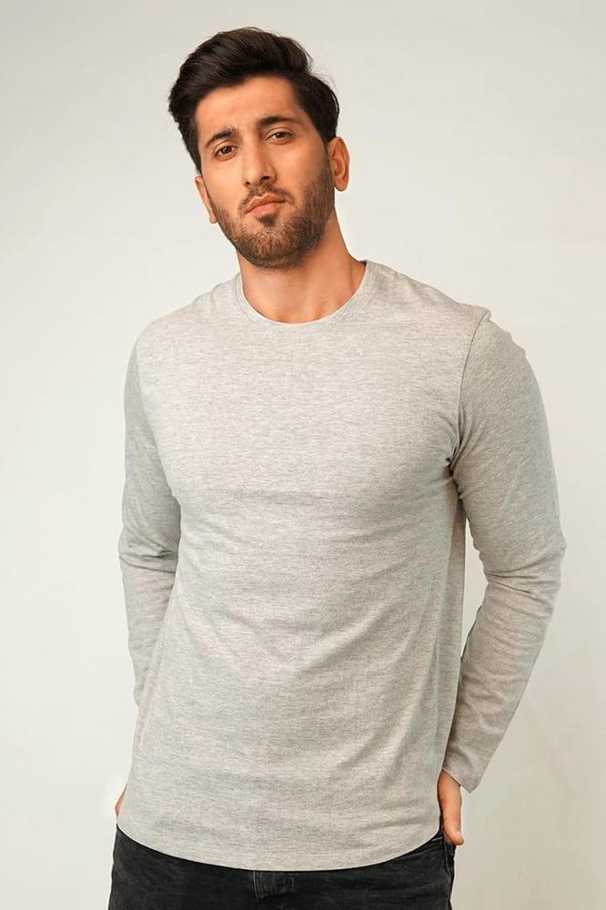 1 Pc Men's Stitched Jersey Plain T-Shirt, Grey