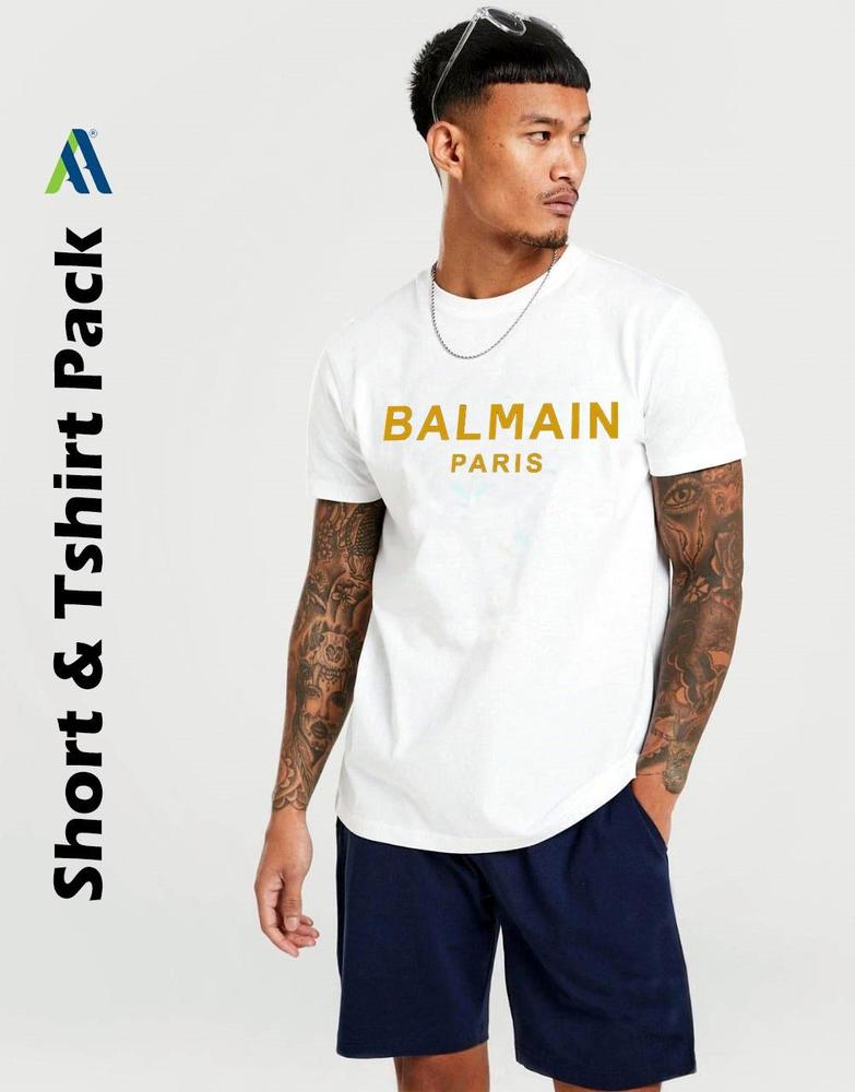 2 Pcs Men's Jersey Printed T-Shirt & Shorts Tracksuit