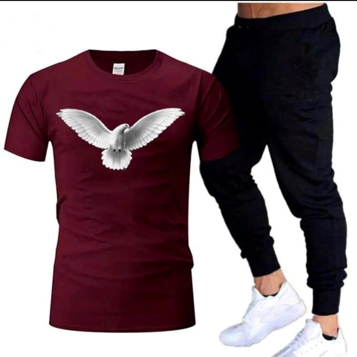Men's Printed Tracksuit (Maroon Bird)