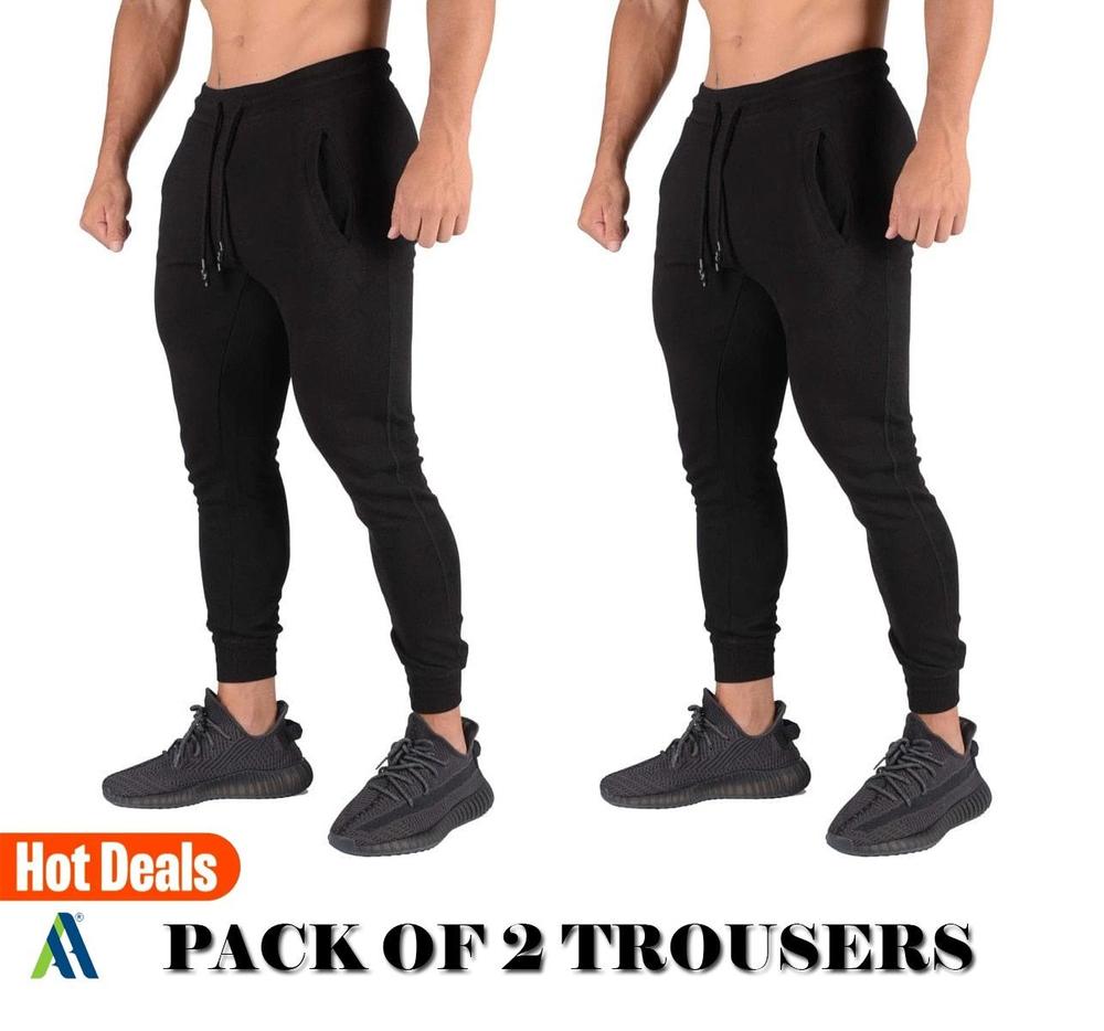 Men's Stitched Trousers, Pack of 2