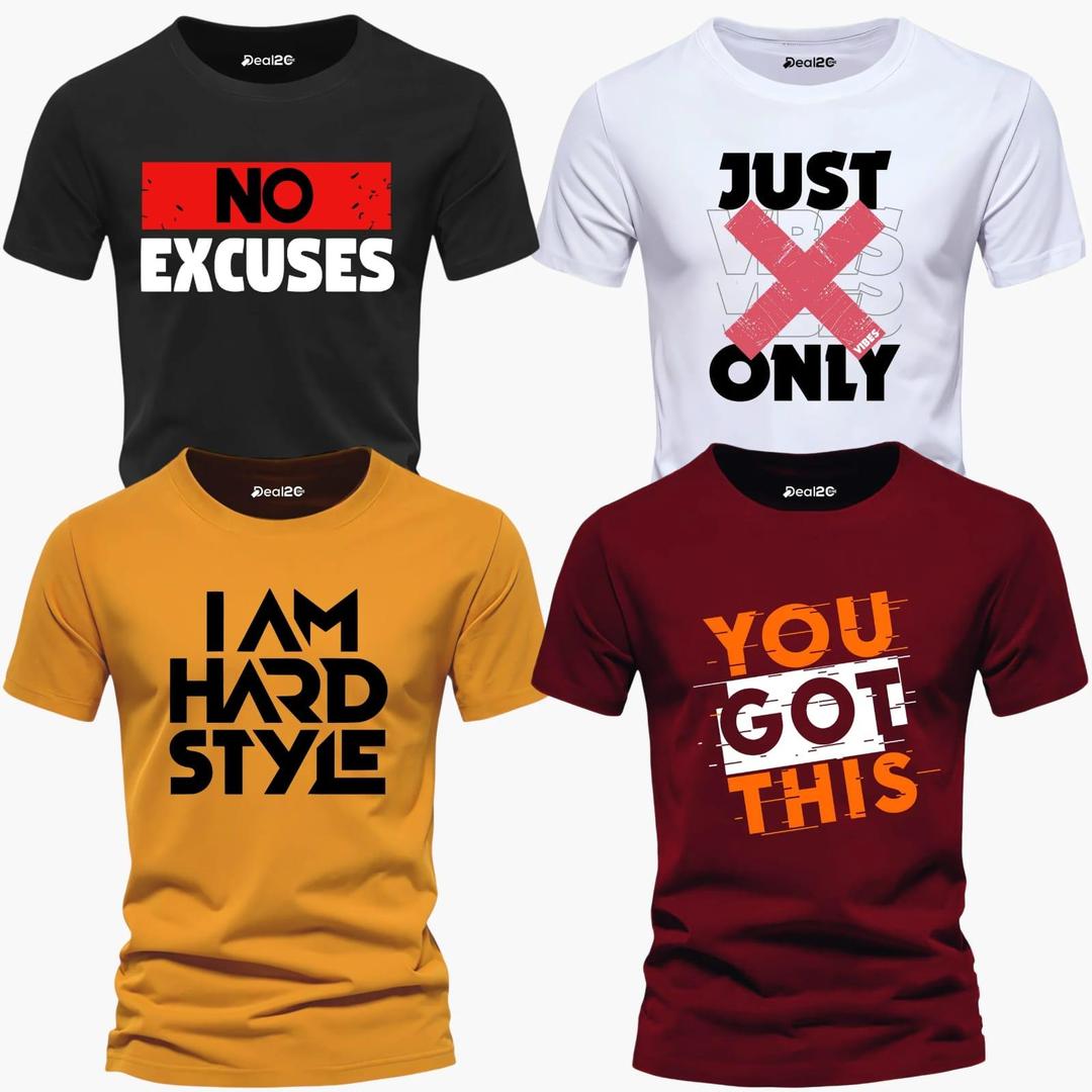 Men's Graphics T Shirt Half Pack of 4 (Just Only) 