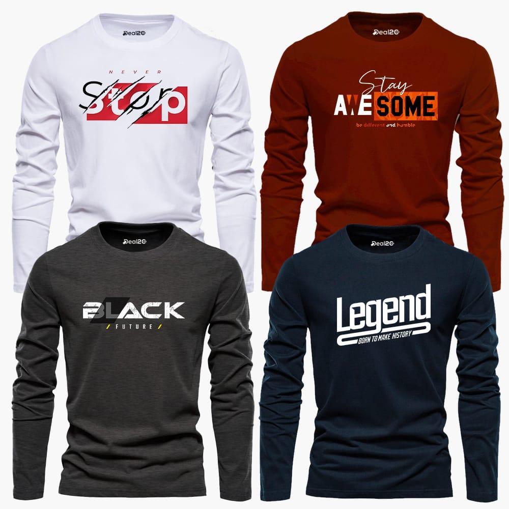 Men's Graphics T Shirt Full Sleeves Pack of 3 (Legend) 