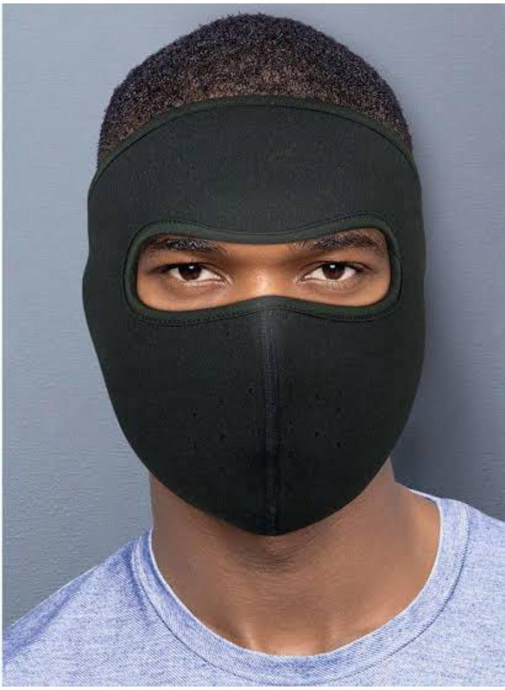 1 Pc Windproof Anti Dust Full Face Mask - Black Fleece Plain Design