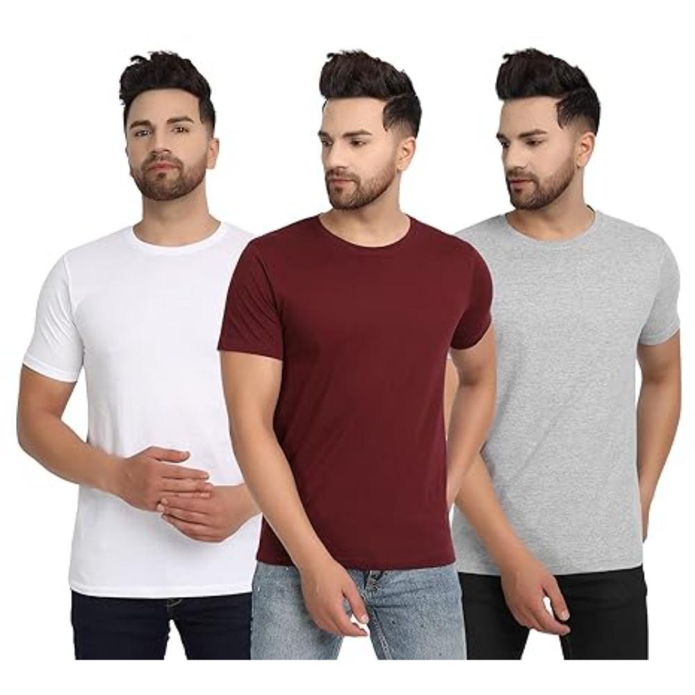 Men's Stitched Jersey Plain T-Shirt - Pack of 3