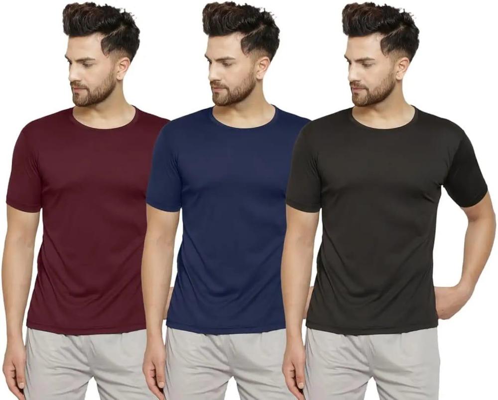 Men's Stitched Jersey Plain T-Shirt - Pack of 3