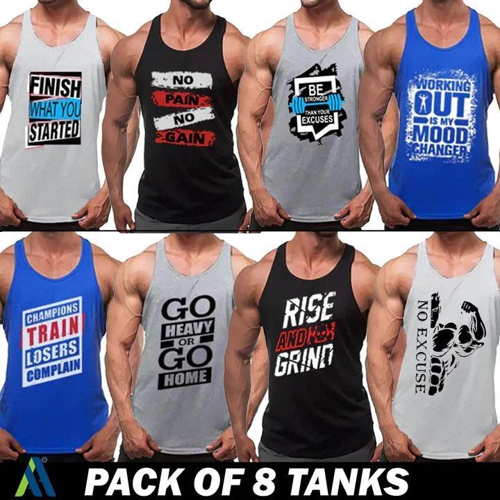 Men's Stitched Gym Tanks, Pack of 8