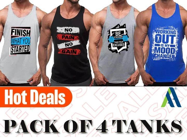 Men's Stitched Gym Tanks, Pack of 4