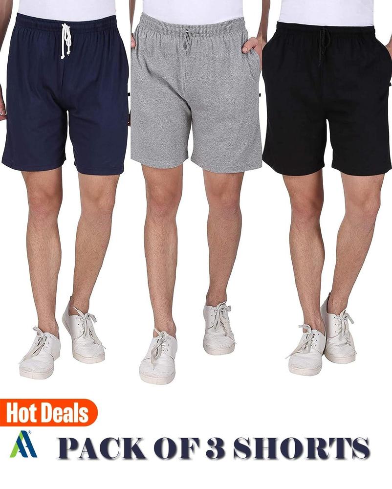  Men's Stitched Shorts, Pack of 3