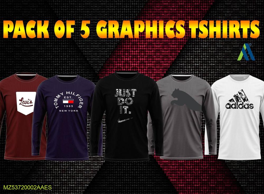  Jersey Graphic Sublimation Full Sleeves Shirt -Pack Of 5