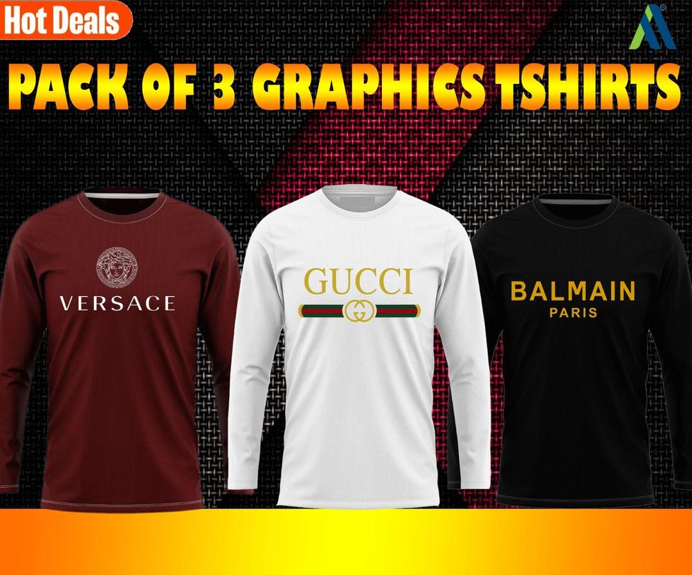  Jersey Graphic Sublimation Full Sleeves Shirt -Pack Of 3