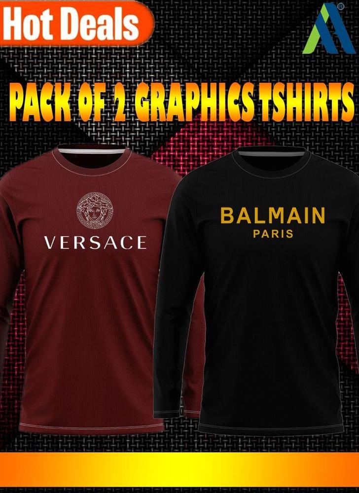  Jersey Graphic Sublimation Full Sleeves Shirt -Pack Of 2