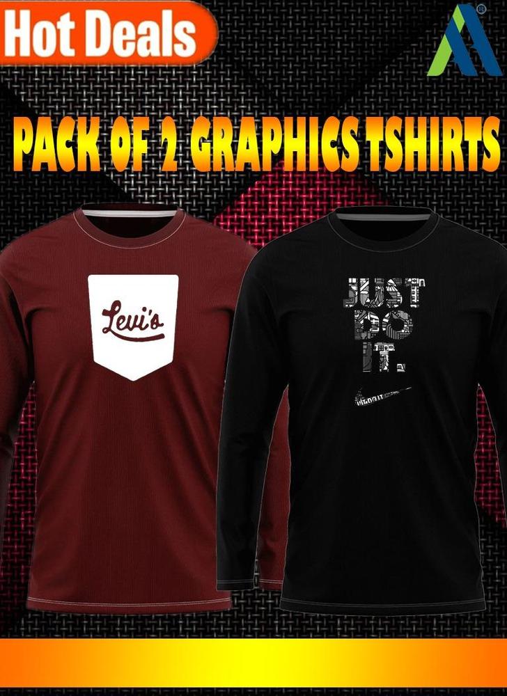  Jersey Graphic Sublimation Full Sleeves Shirt -Pack Of 2