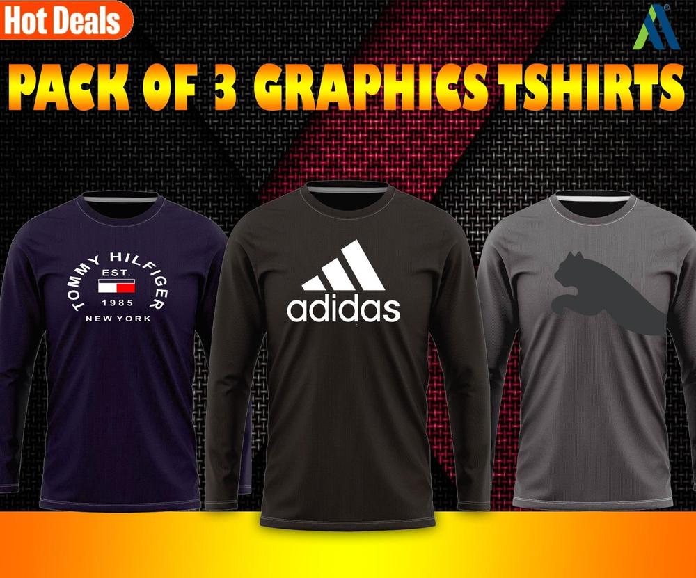  Jersey Graphic Sublimation Full Sleeves Shirt -Pack Of 3