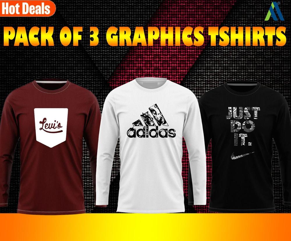 Jersey Printed Full Sleeves Shirt Pack Of 3