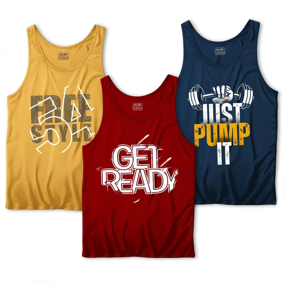 Men's Printed Sando Tanks For Men's, Pack of 3 (Get Ready)