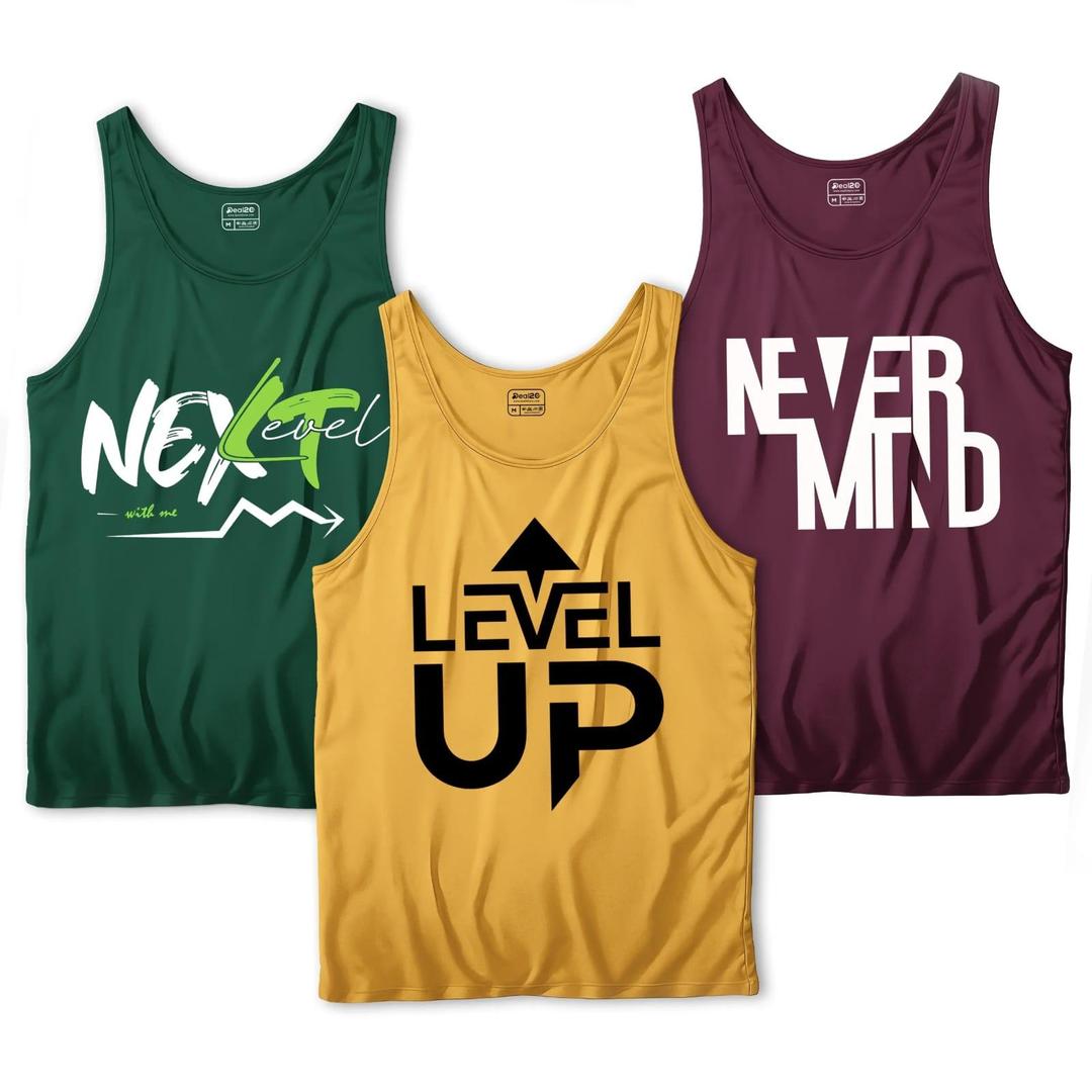 Men's Printed Sando Tanks For Men's, Pack of 3 (Never Mind)
