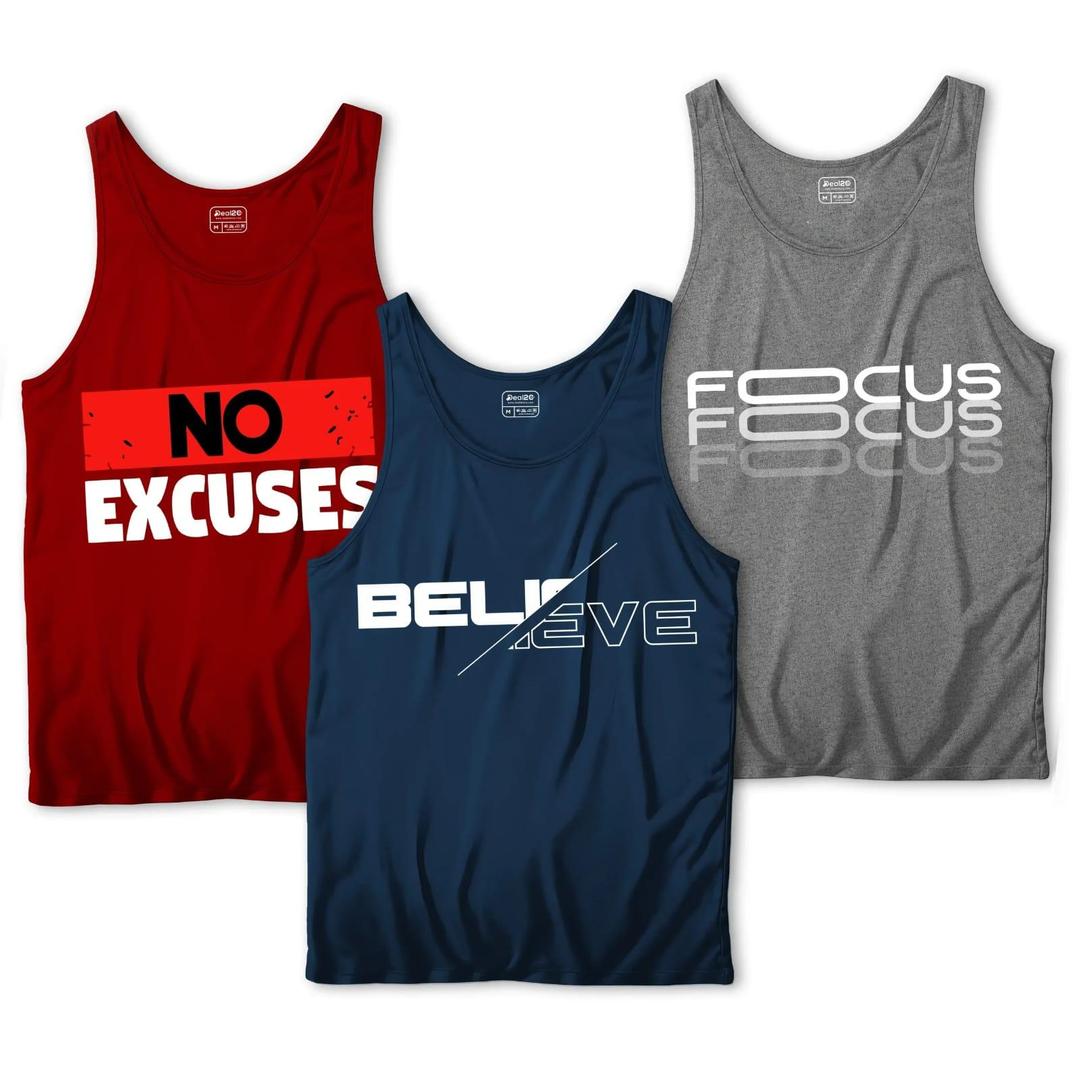 Men's Printed Sando Tanks For Men's, Pack of 3 (Believe)