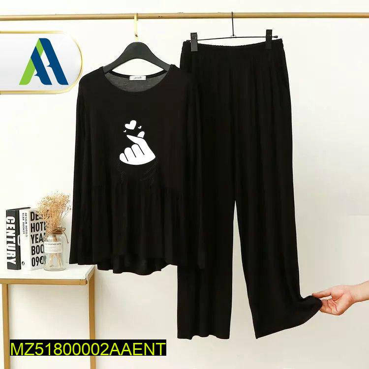 2 Pcs Stitched Sleepwear For Women