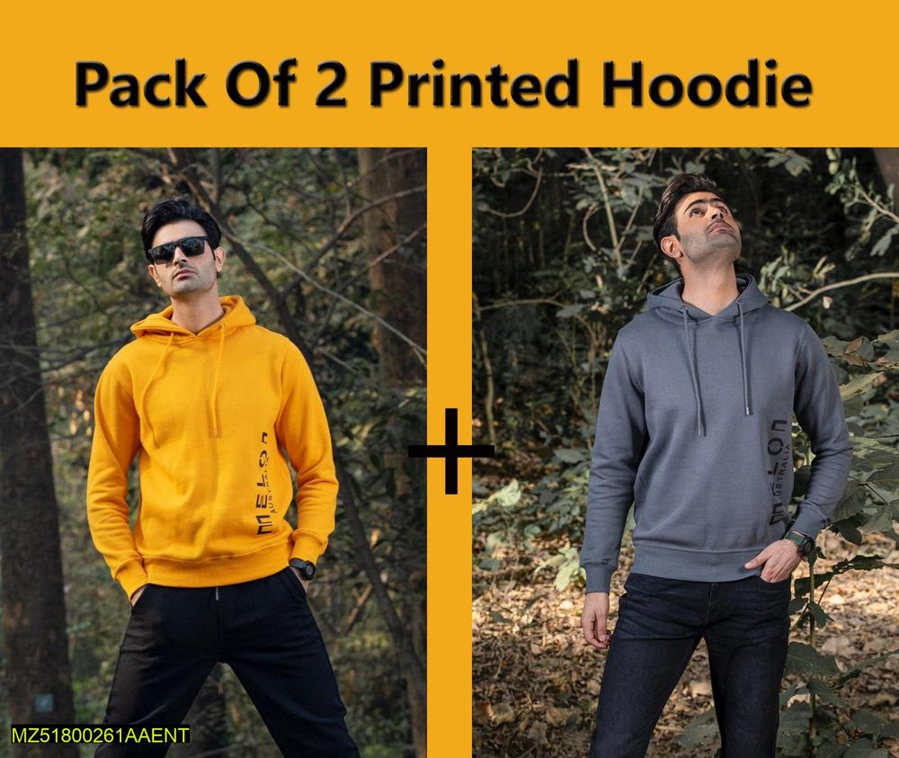 Men's Stitched Fleece Printed Hoodie, Pack Of 2