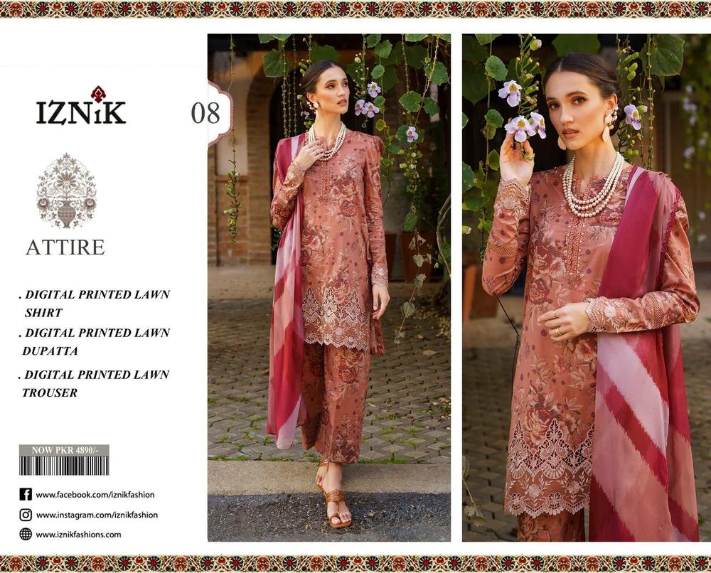 3 Pcs Women's Unstitched Lawn Digital Print Suit