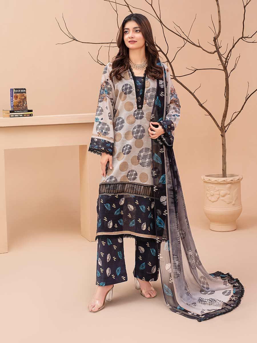 3 Pcs Women's Unstitched Linen Printed Suit