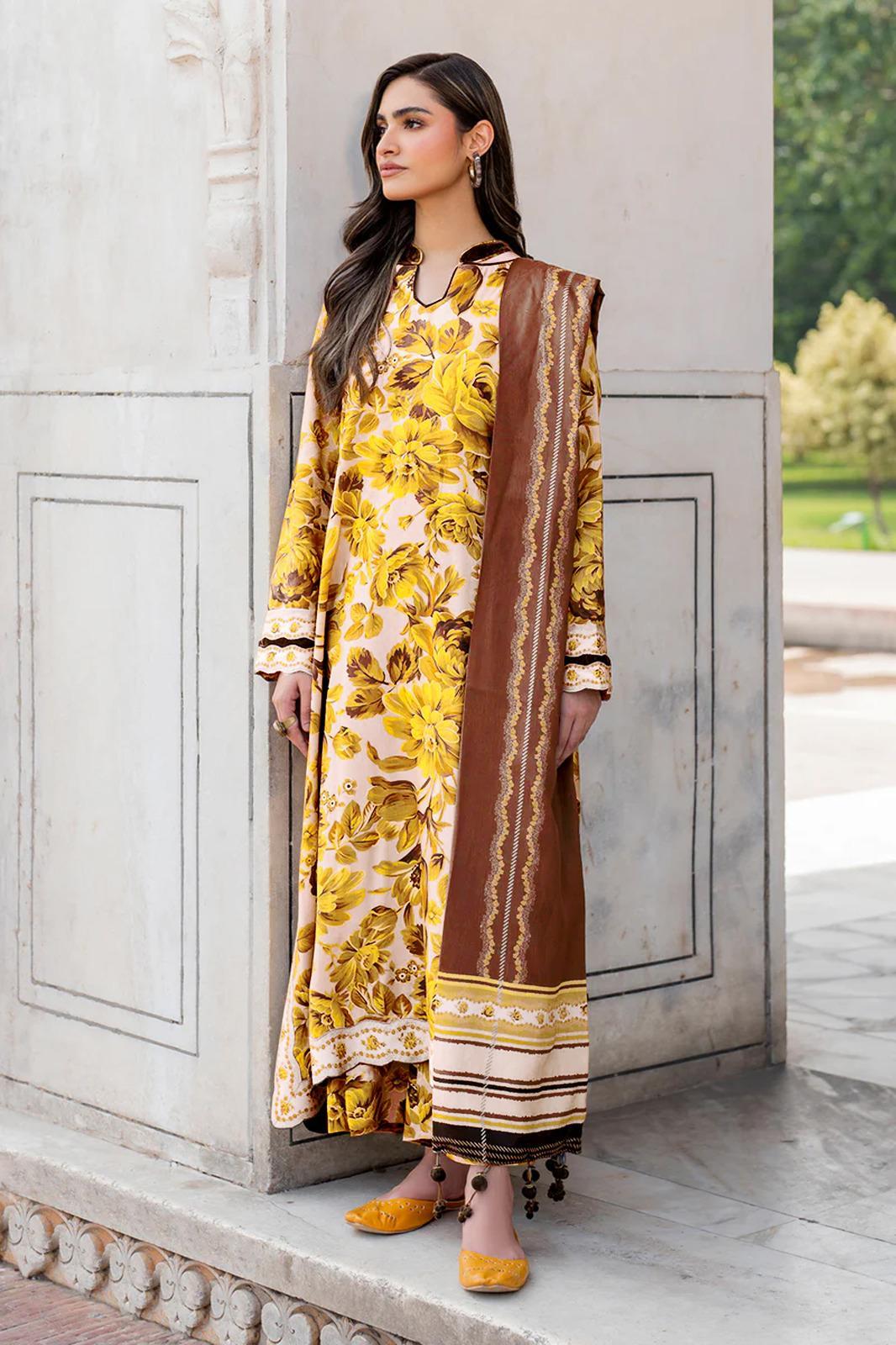 3 Pcs Women's Unstitched Khaddar Digital Print Suit