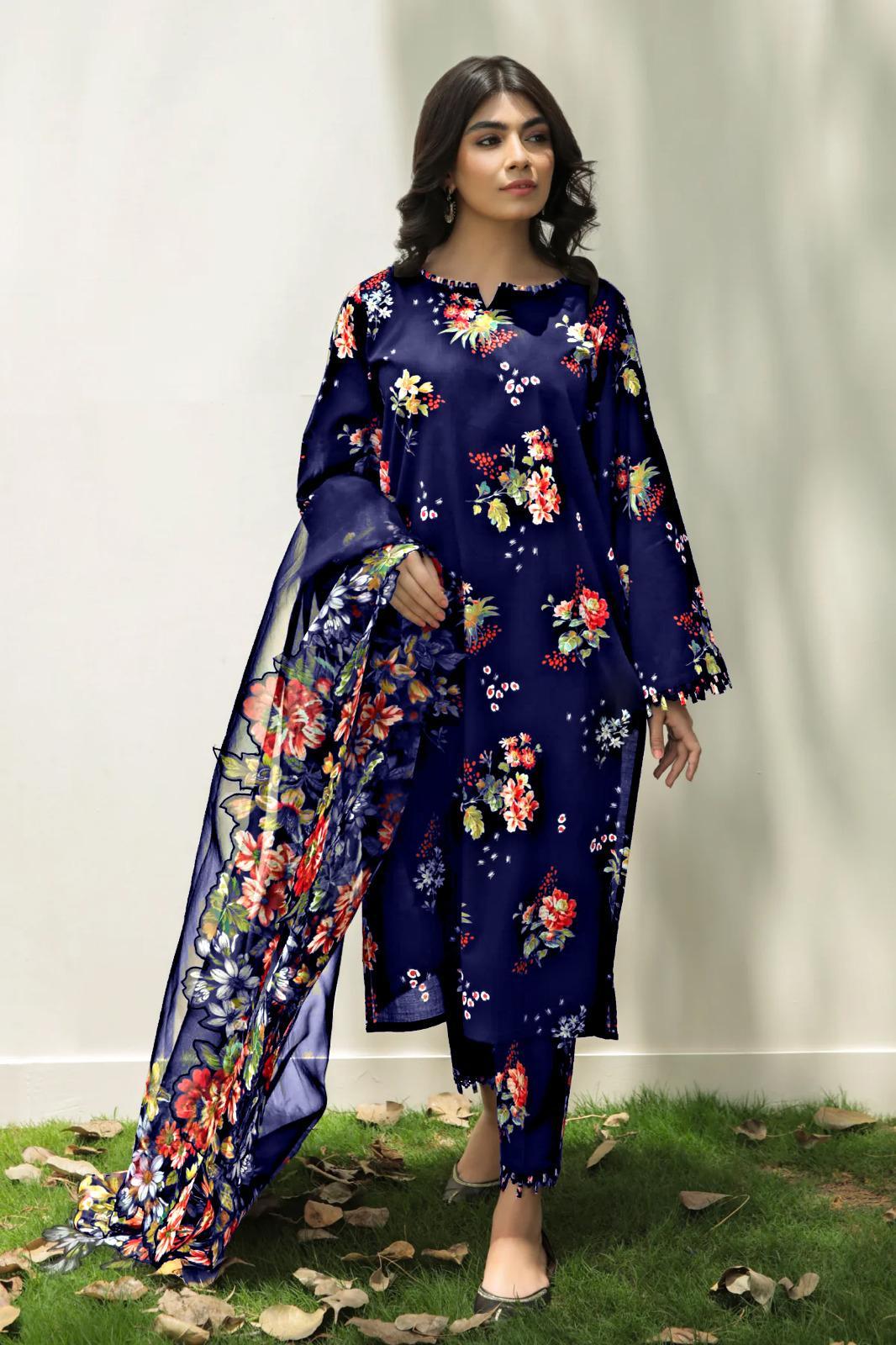 3 Pcs Women's Unstitched Khaddar Digital Print Suit