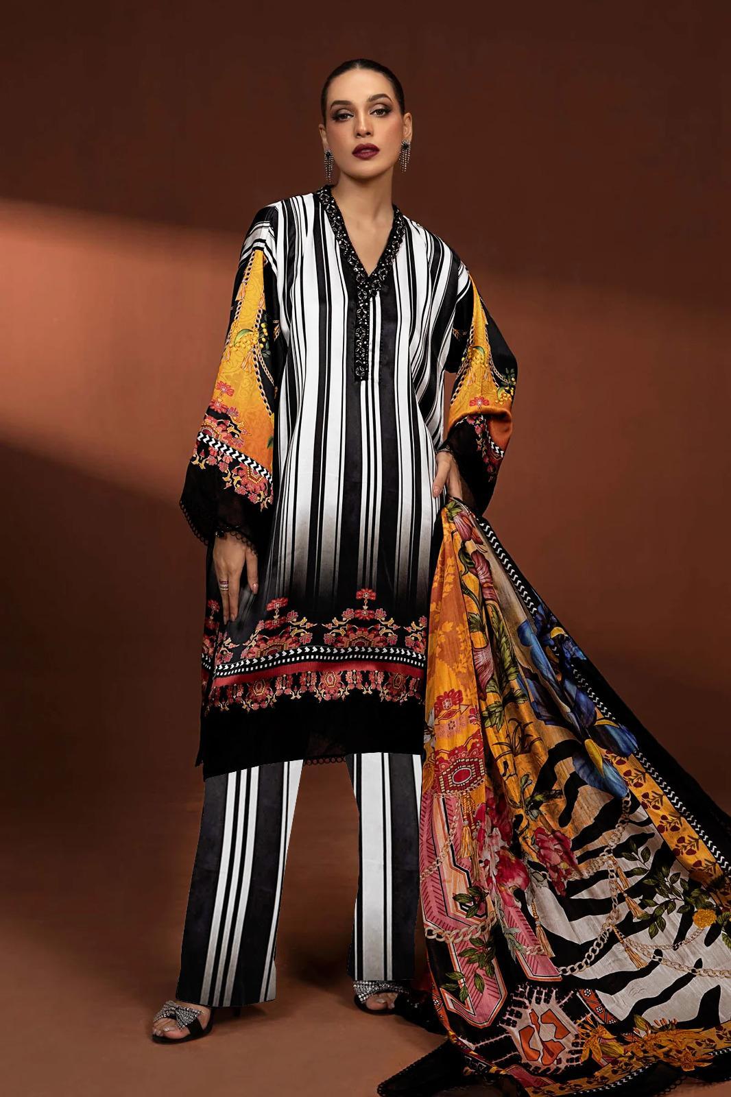 3 Pcs Women's Unstitched Digital Print Suit