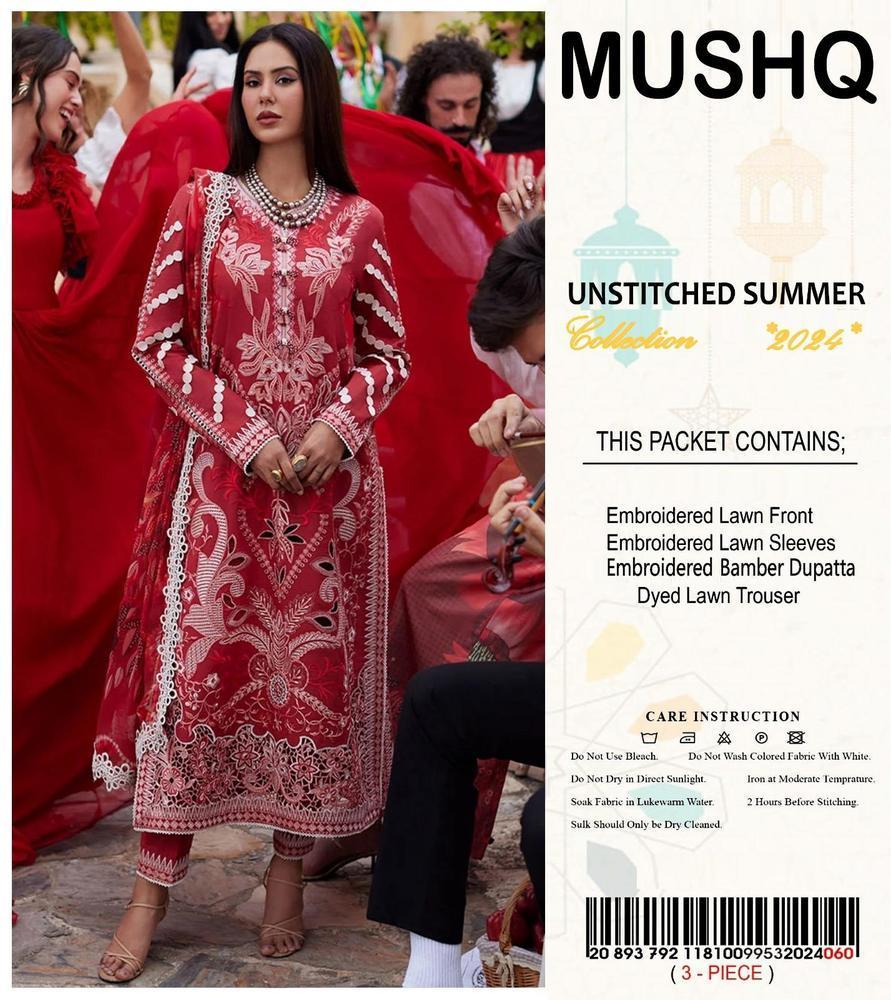 3 Pcs Women's Unstitched Embroidered Suit