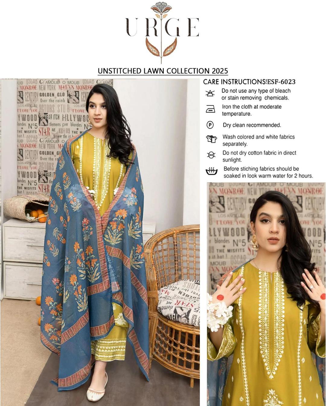 3 Pcs Women's Unstitched Embroidered Suit