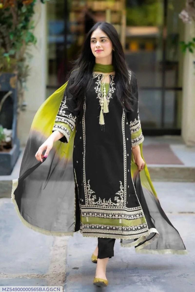 3 Pcs Women's Unstitched Embroidered Suit