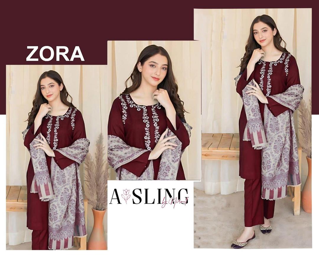 3 Pcs Women's Unstitched Patch Work Suit