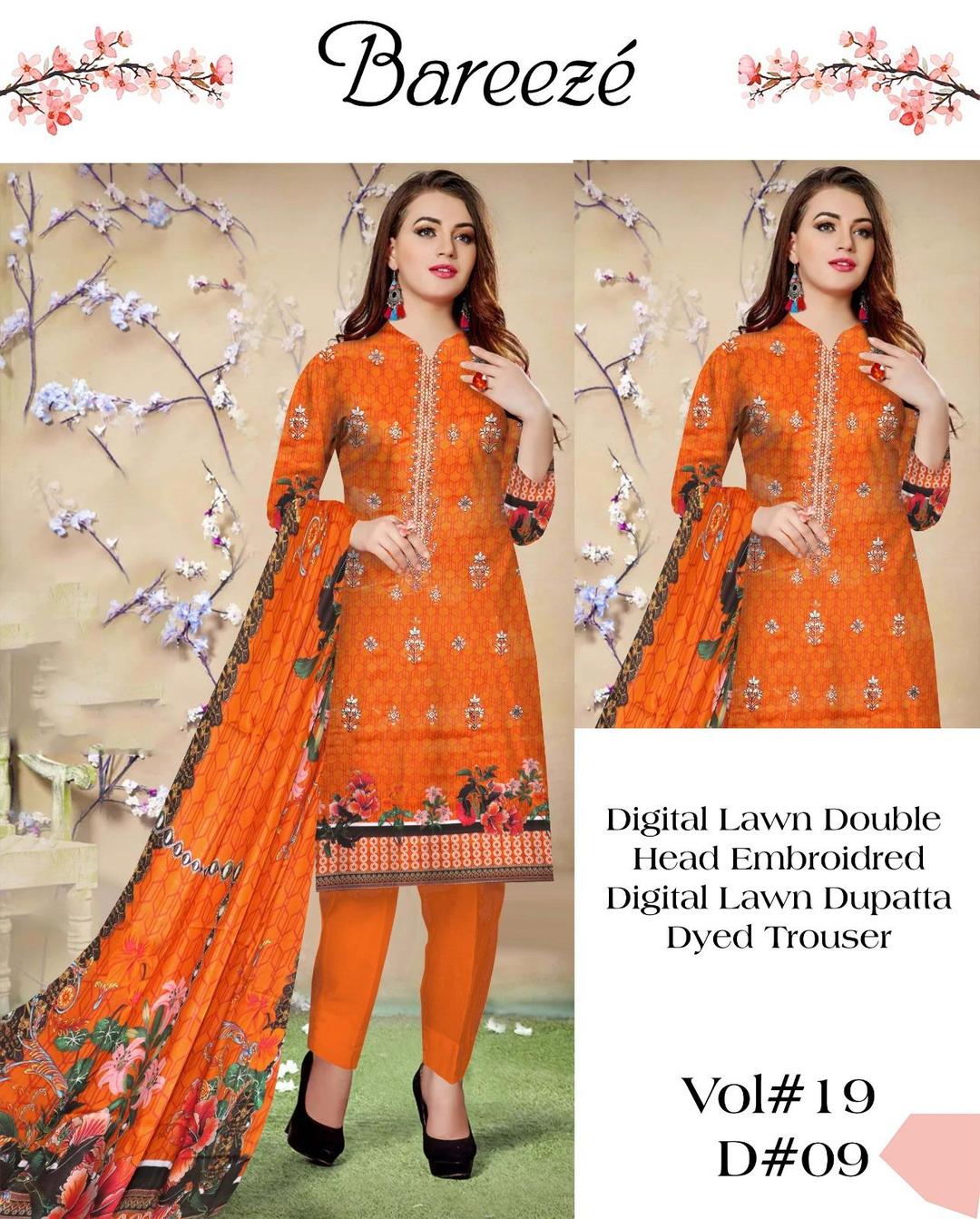 3 Pcs Women's Unstitched Embroidered Suit