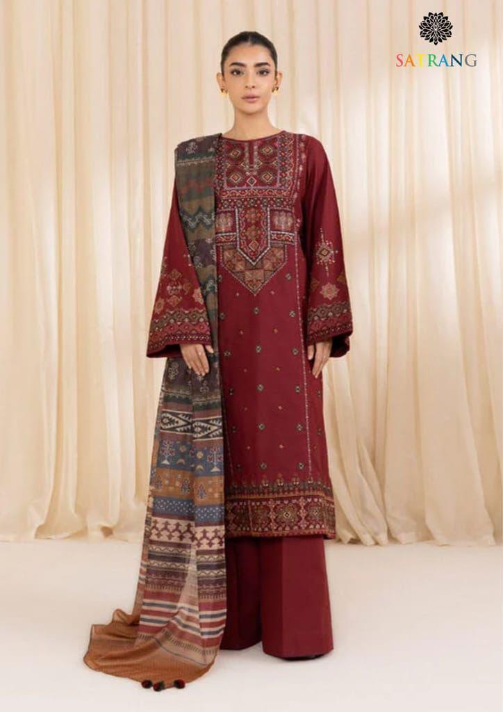 3 Pcs Women's Unstitched Embroidered Suit