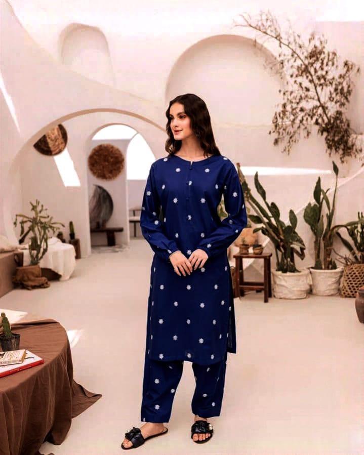 2 Pcs Women's Unstitched Embroidered Suit
