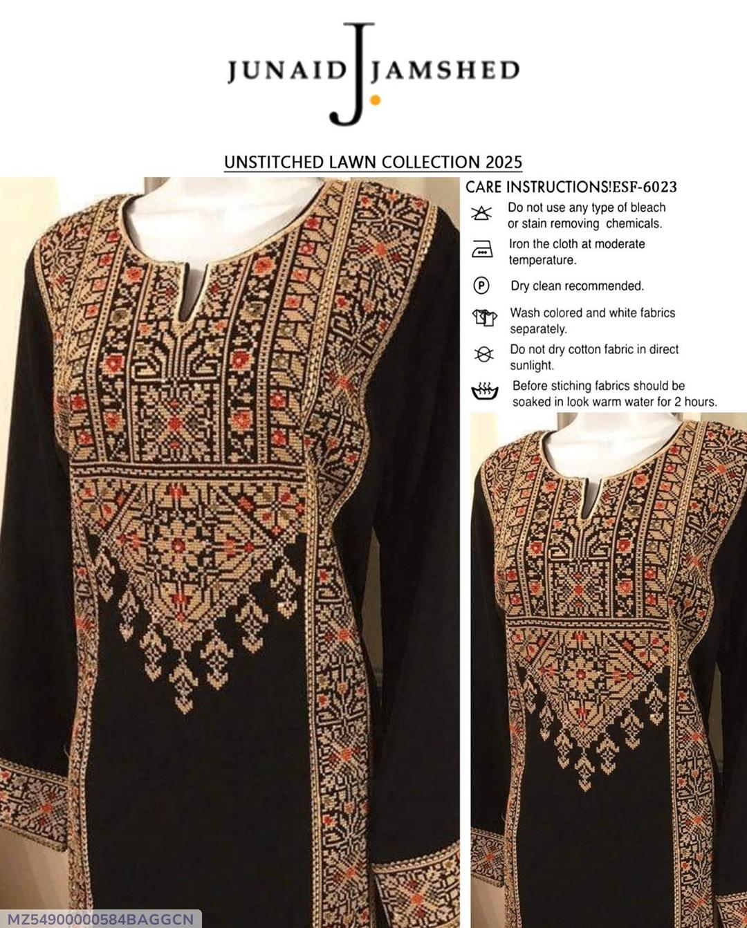 2 Pcs Women's Unstitched Embroidered Suit
