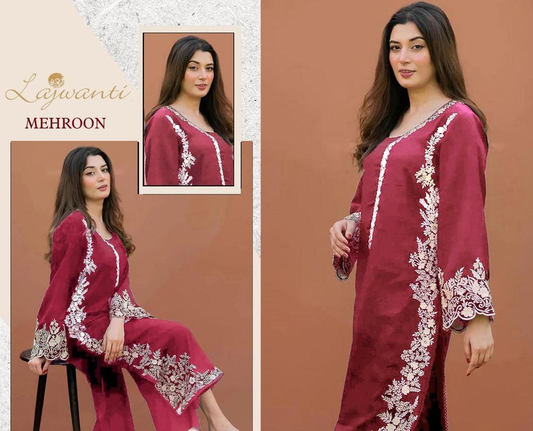2 Pcs Women's Unstitched Embroidered Suit