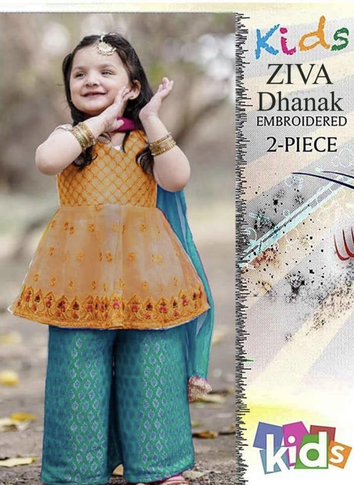 2 Pcs Girl's Dhanak Embroidered Unstitched Suit