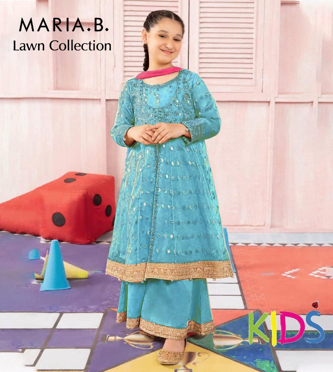 3 Pcs Girl's Lawn Embroidered Unstitched Suit