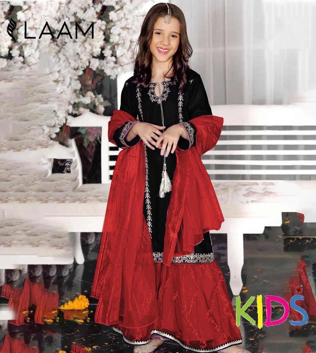3 Pcs Girl's Lawn Embroidered Unstitched Suit