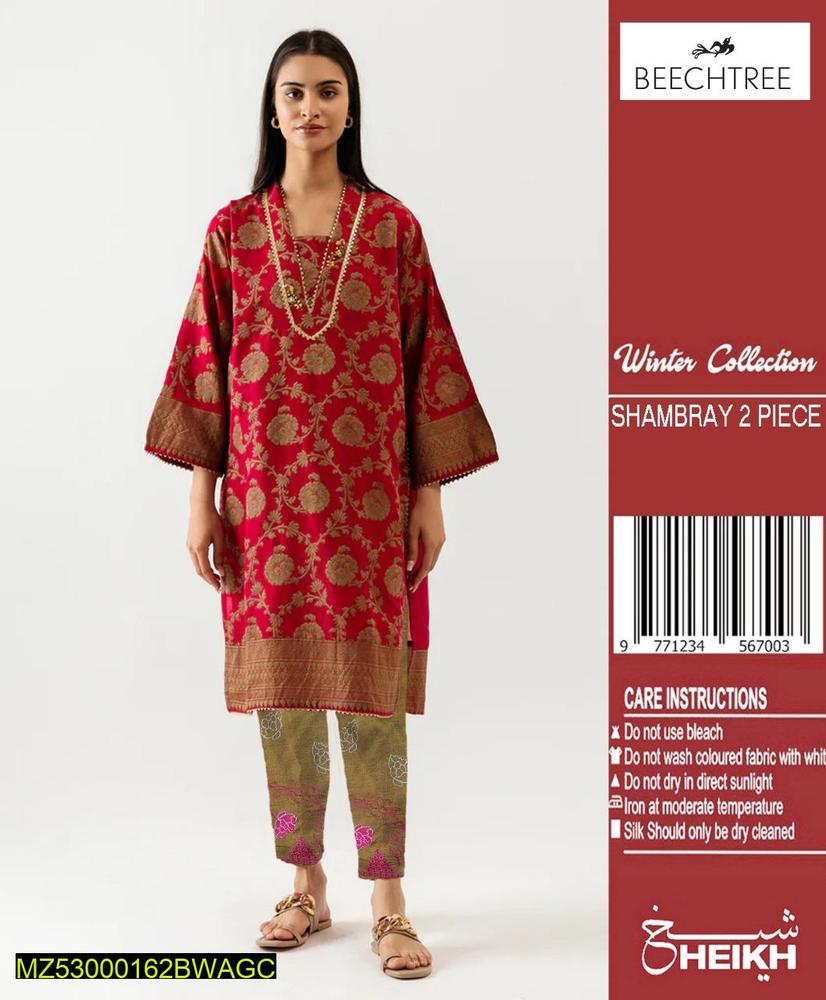 2 Pcs Women's Unstitched Shamray Embroidered Suit